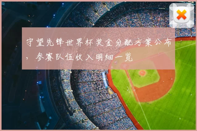 守望先锋世界杯奖金分配方案公布，参赛队伍收入明细一览